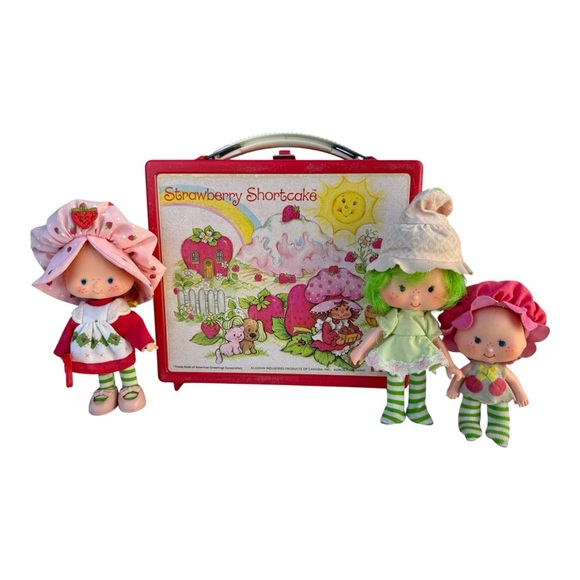 VTG 80s Strawberry Shortcake Dolls & Aladdin Plastic Lunchbox Collectible Bundle - Picture 1 of 16